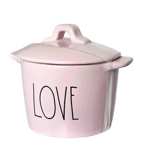 NEW Rae Dunn Mini Crock Pot Pink Love Two Handles Valentine Love Crockpot